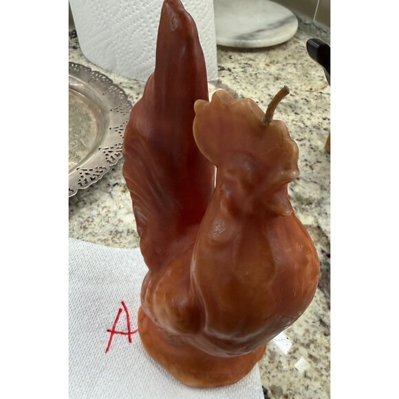 2 VTG Candelier Handcrafted Figural Wax Rooster Candle Table Top Decor Farmhouse - Picture 12 of 16